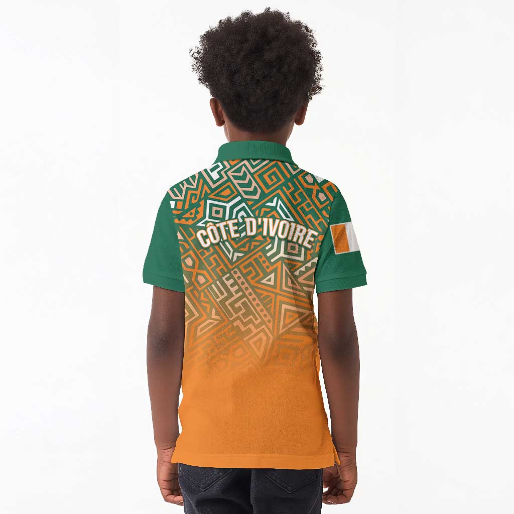 Ivory Coast Football Tribal Patterns Kid Polo Shirt WC2026 - Wonder Print Shop