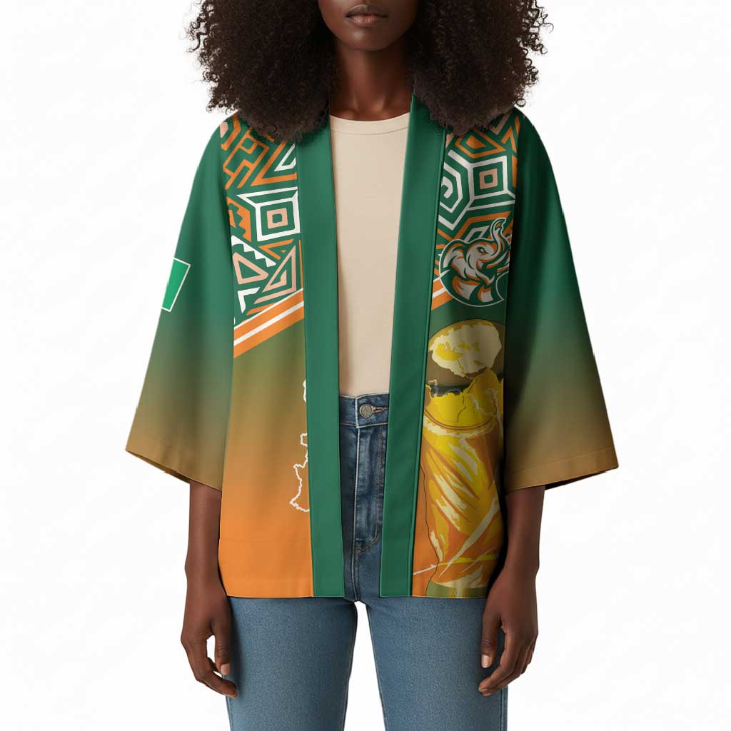 Ivory Coast Football Tribal Patterns Kimono WC2026 - Wonder Print Shop
