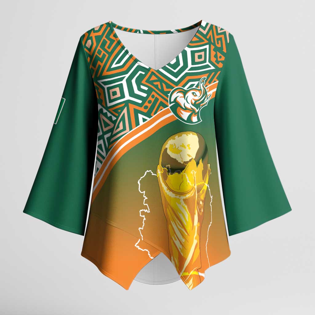 Ivory Coast Football Tribal Patterns Kimono Sleeve Blouse WC2026 - Wonder Print Shop
