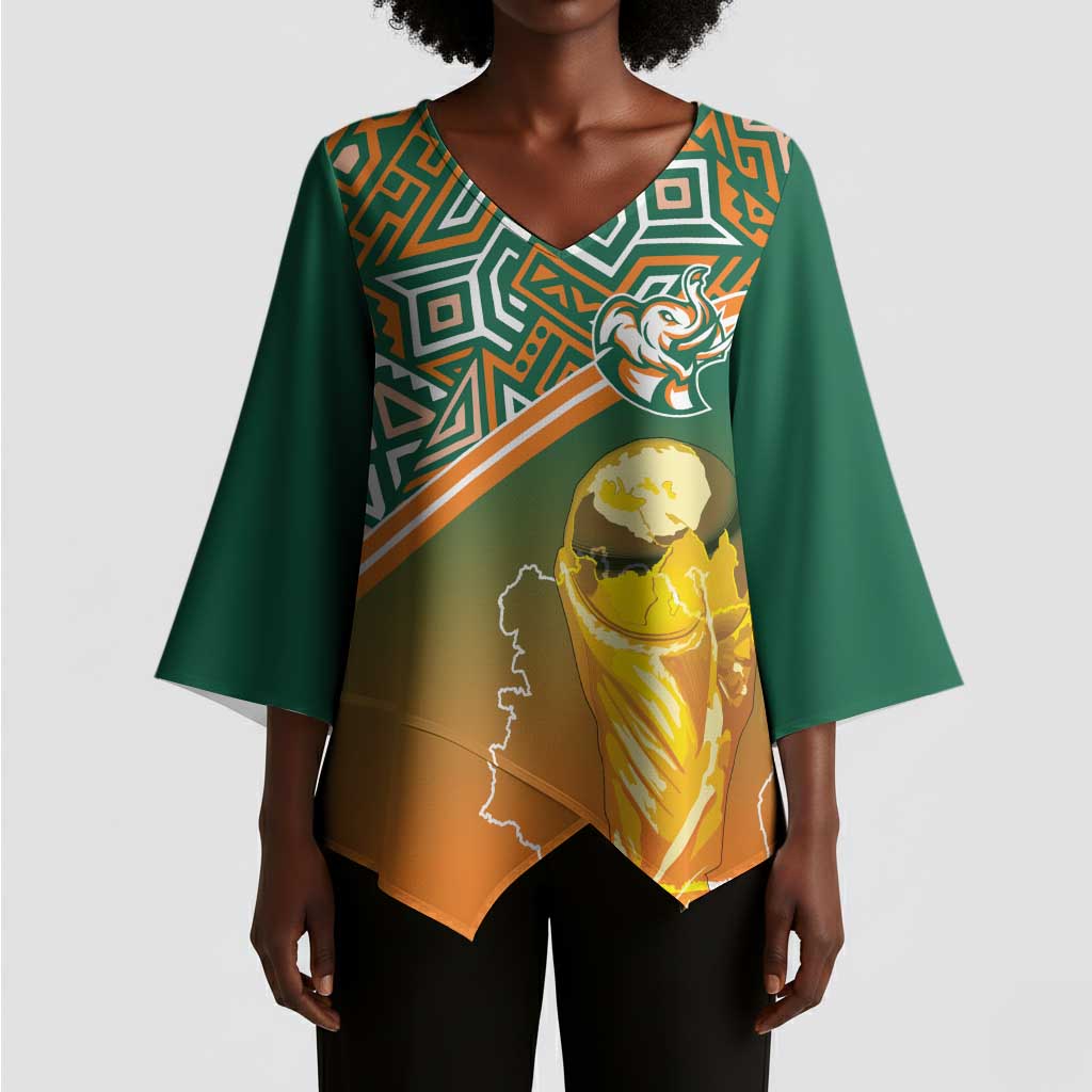 Ivory Coast Football Tribal Patterns Kimono Sleeve Blouse WC2026 - Wonder Print Shop