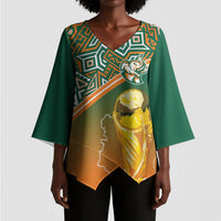 Ivory Coast Football Tribal Patterns Kimono Sleeve Blouse WC2026 - Wonder Print Shop