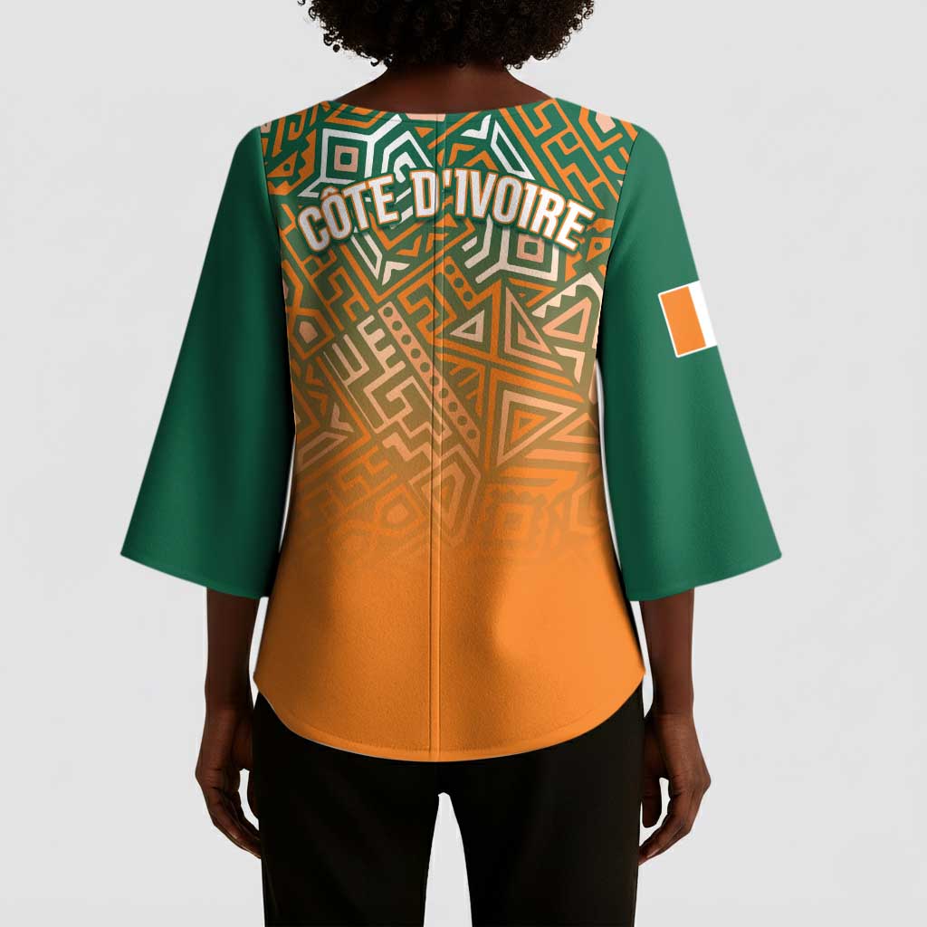 Ivory Coast Football Tribal Patterns Kimono Sleeve Blouse WC2026 - Wonder Print Shop