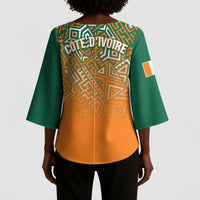 Ivory Coast Football Tribal Patterns Kimono Sleeve Blouse WC2026 - Wonder Print Shop