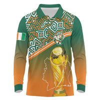 Ivory Coast Football Tribal Patterns Long Sleeve Polo Shirt WC2026 - Wonder Print Shop