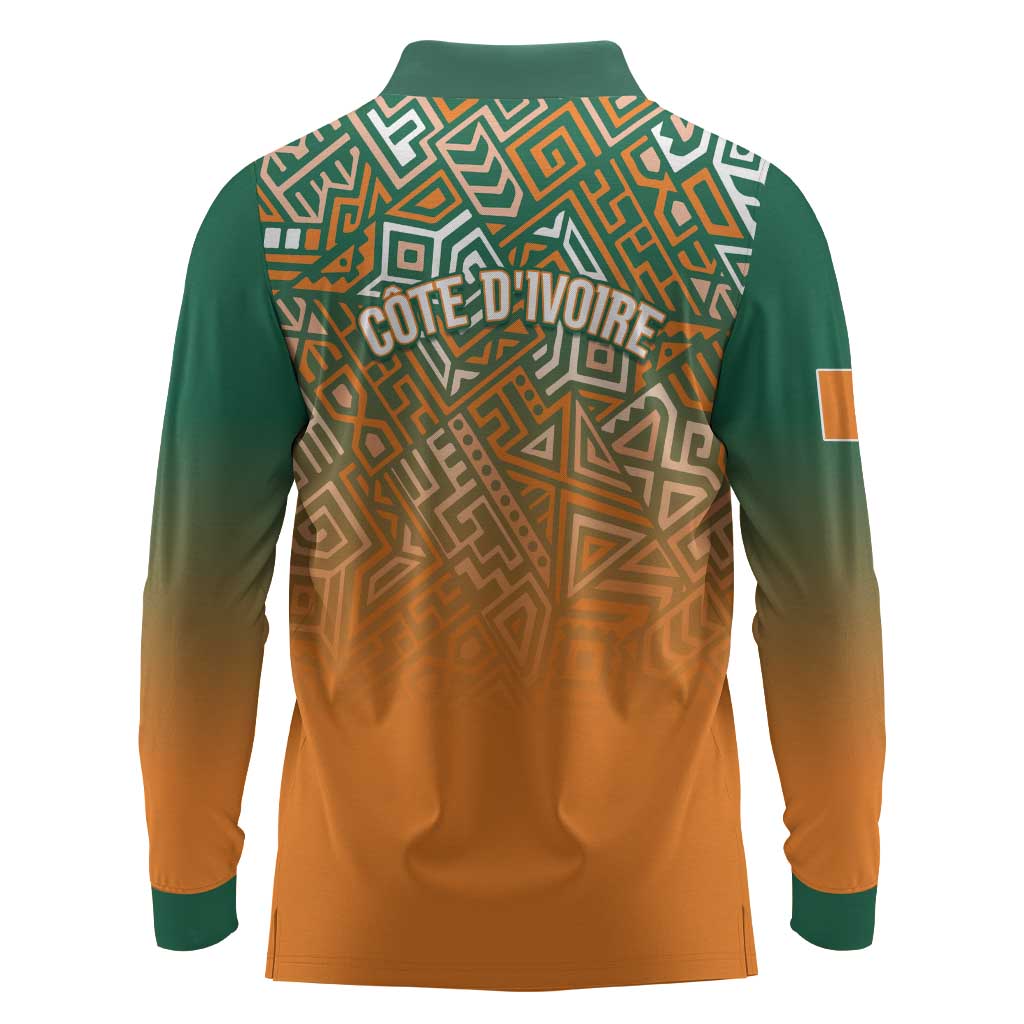 Ivory Coast Football Tribal Patterns Long Sleeve Polo Shirt WC2026 - Wonder Print Shop