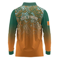 Ivory Coast Football Tribal Patterns Long Sleeve Polo Shirt WC2026 - Wonder Print Shop