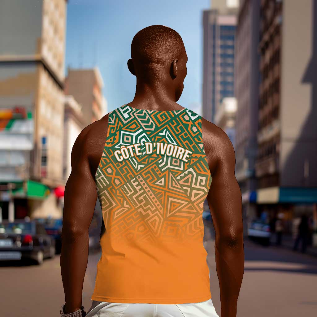 Ivory Coast Football Tribal Patterns Men Tank Top WC2026 - Wonder Print Shop