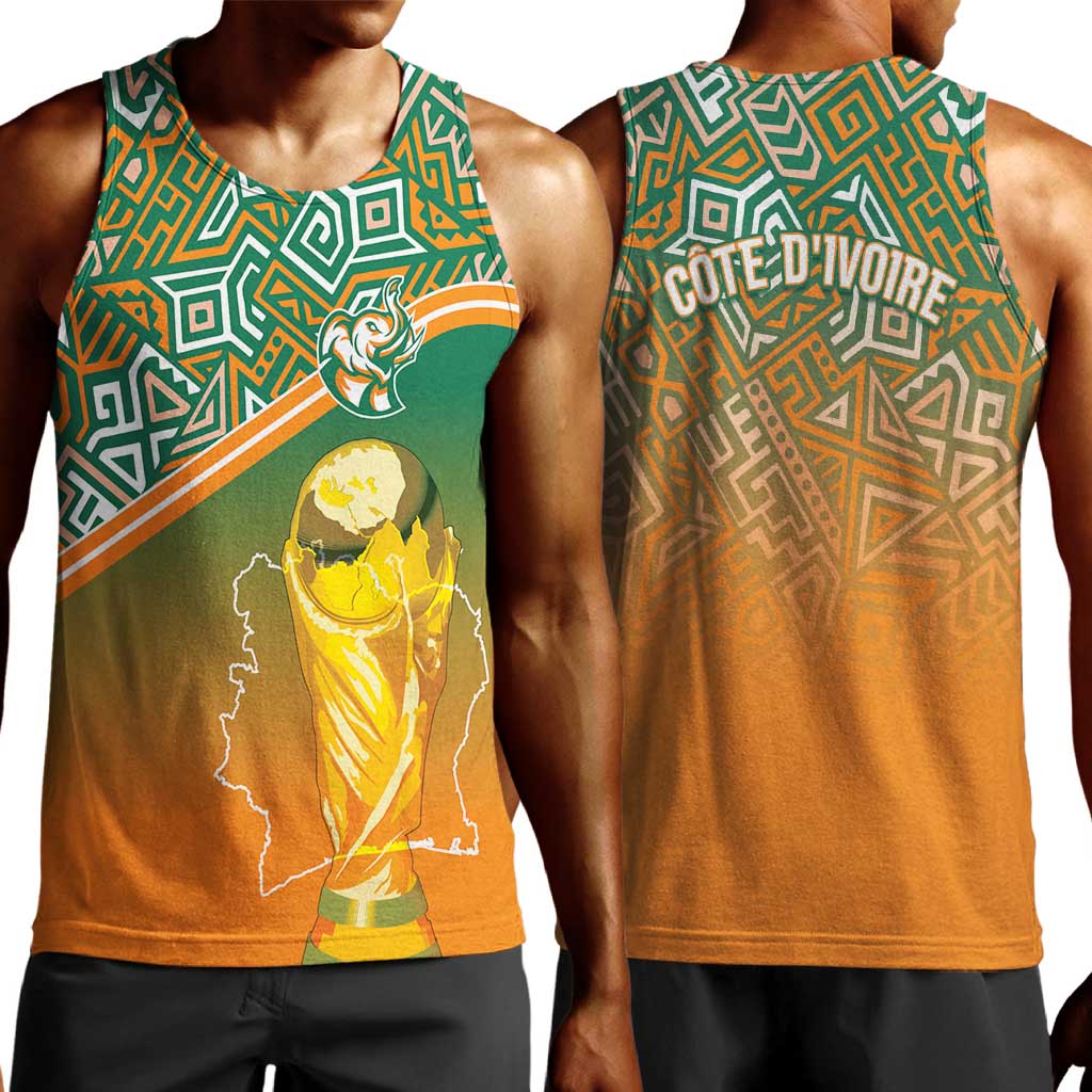 Ivory Coast Football Tribal Patterns Men Tank Top WC2026 - Wonder Print Shop