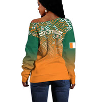 Ivory Coast Football Tribal Patterns Off Shoulder Sweater WC2026 - Wonder Print Shop