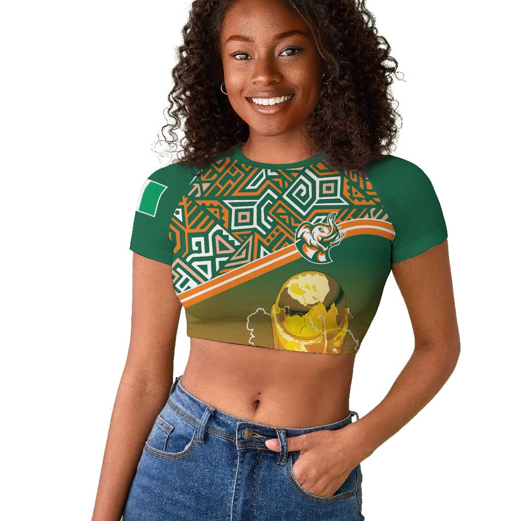 Ivory Coast Football Tribal Patterns Raglan Cropped T shirt WC2026 - Wonder Print Shop