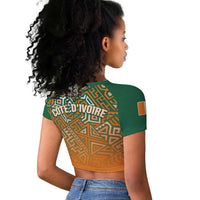 Ivory Coast Football Tribal Patterns Raglan Cropped T shirt WC2026 - Wonder Print Shop