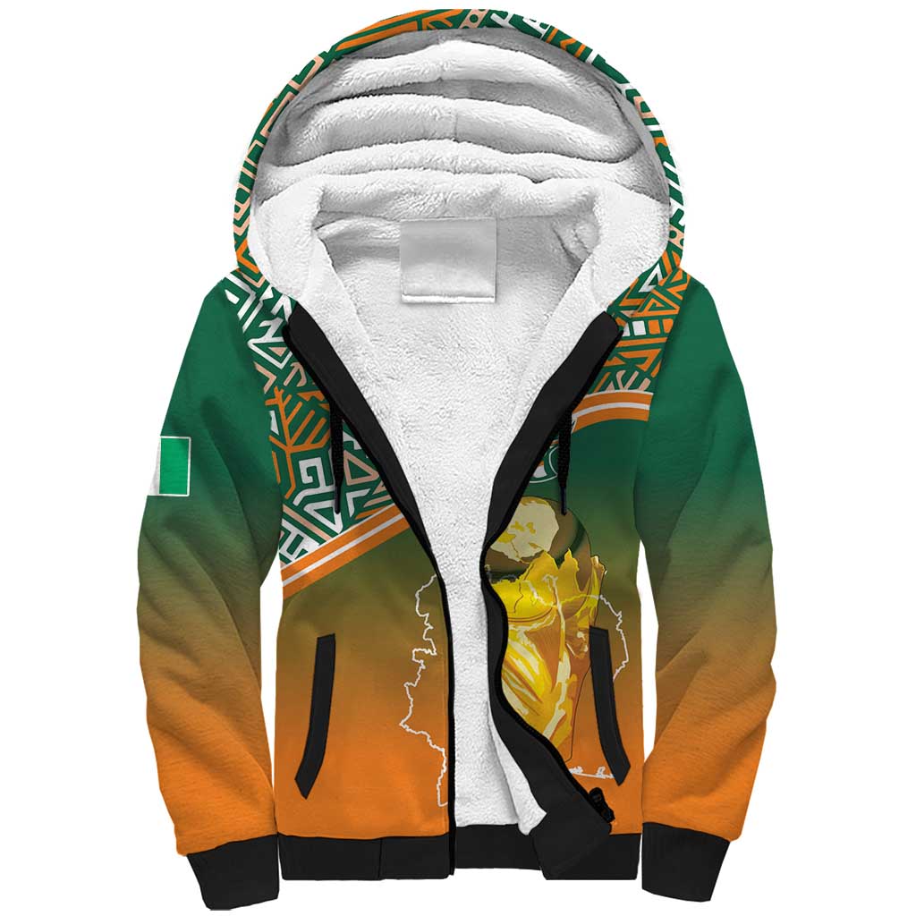 Ivory Coast Football Tribal Patterns Sherpa Hoodie WC2026 - Wonder Print Shop