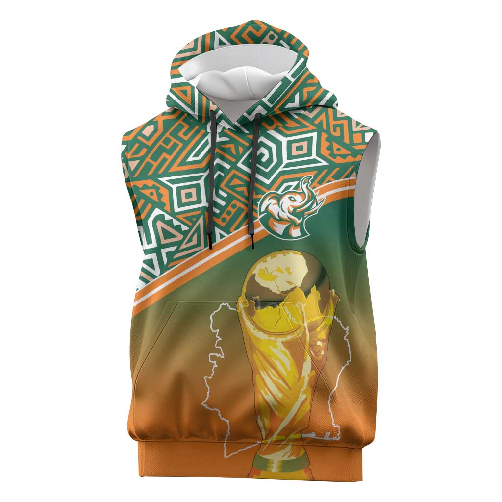 Ivory Coast Football Tribal Patterns Sleeveless Hoodie WC2026 - Wonder Print Shop
