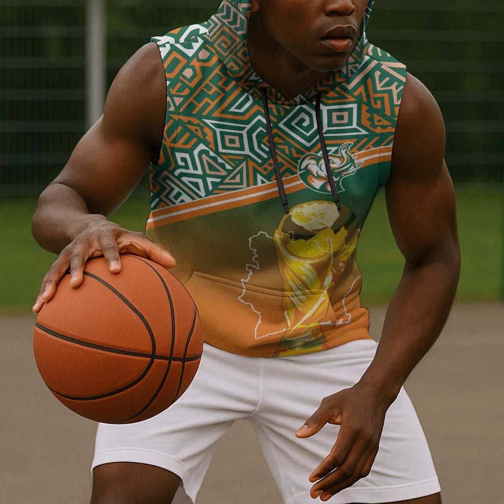 Ivory Coast Football Tribal Patterns Sleeveless Hoodie WC2026 - Wonder Print Shop