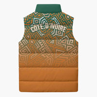 Ivory Coast Football Tribal Patterns Sleeveless Puffer Jacket WC2026 - Wonder Print Shop