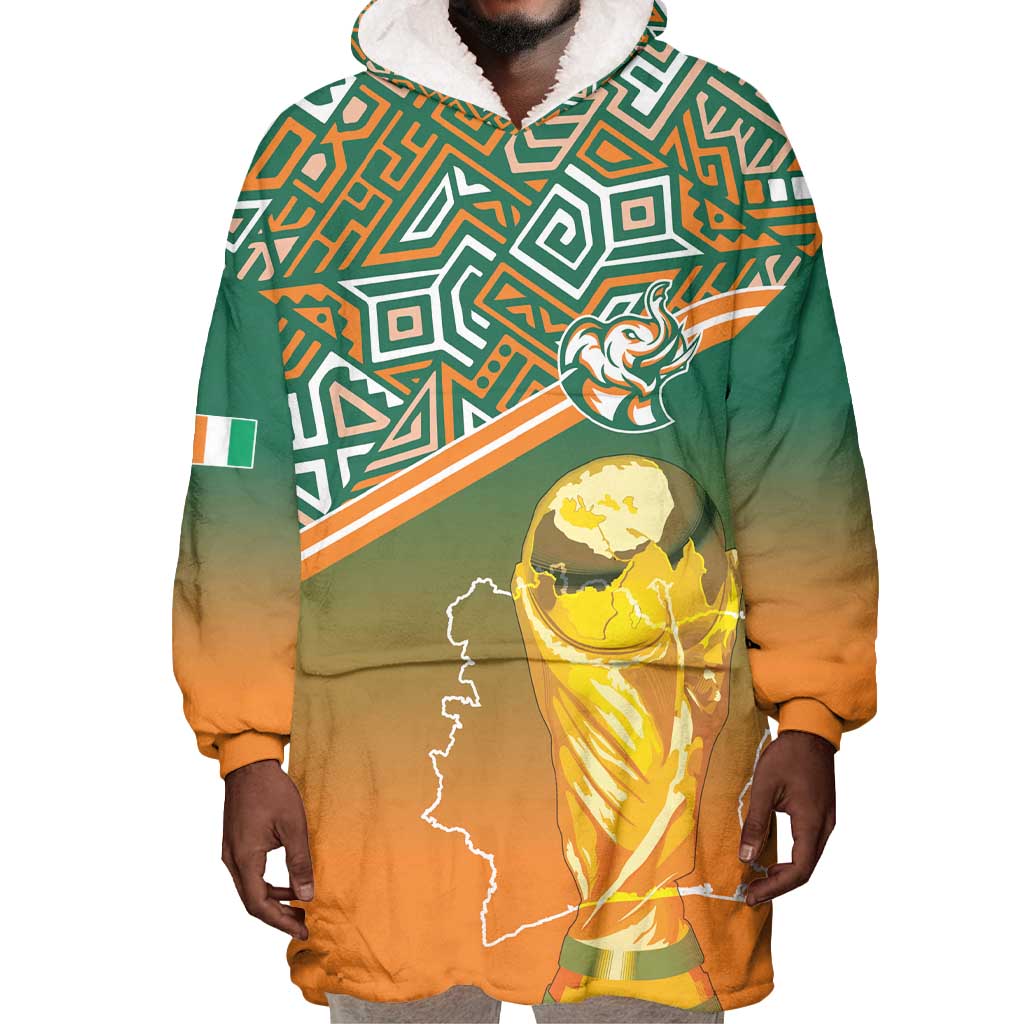 Ivory Coast Football Tribal Patterns Wearable Blanket Hoodie WC2026 - Wonder Print Shop