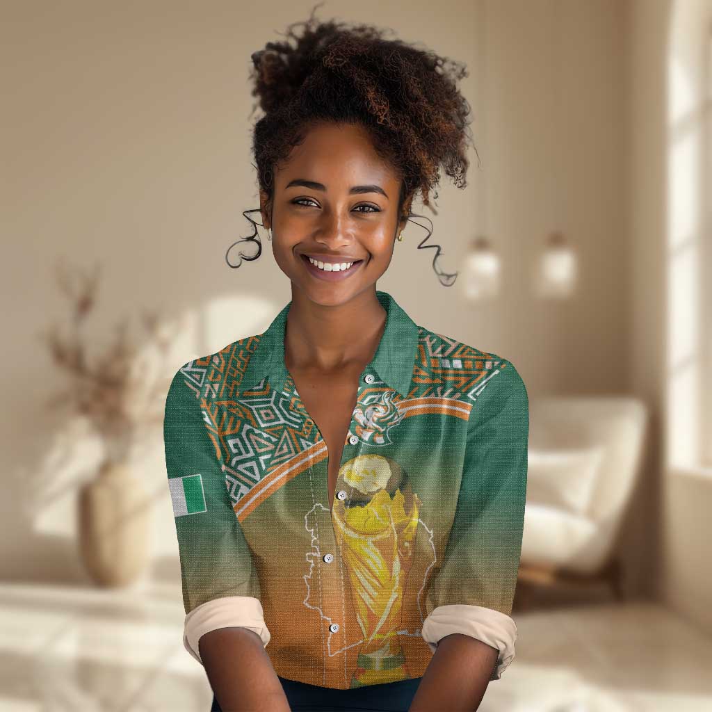 Ivory Coast Football Tribal Patterns Women Casual Shirt WC2026 - Wonder Print Shop