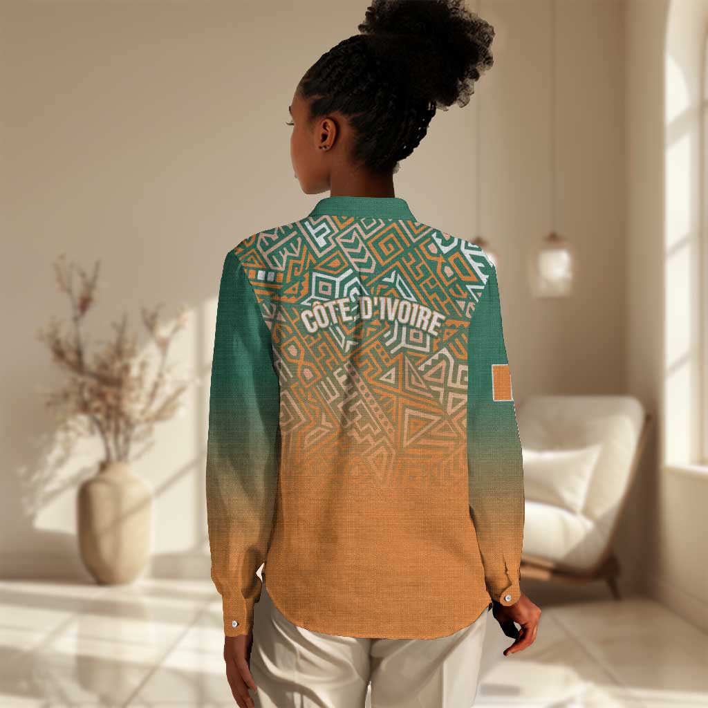 Ivory Coast Football Tribal Patterns Women Casual Shirt WC2026 - Wonder Print Shop