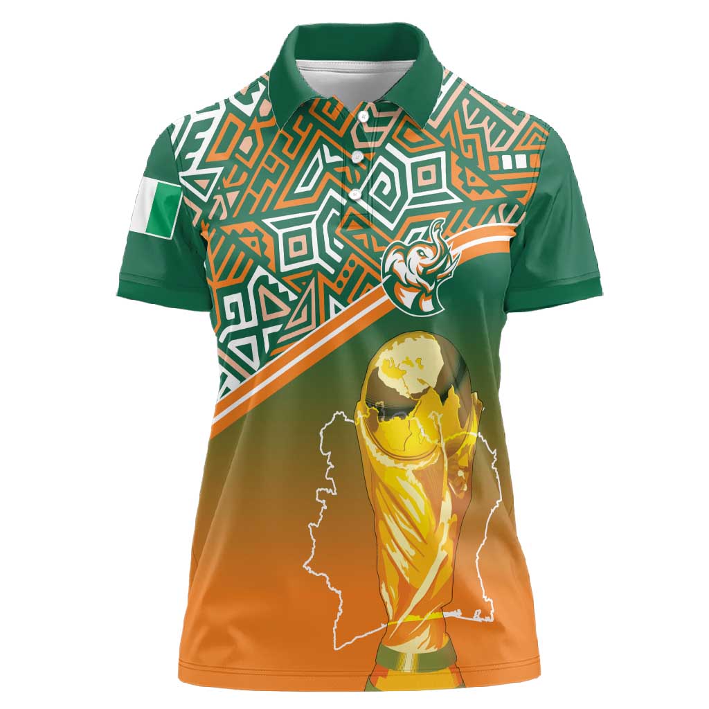 Ivory Coast Football Tribal Patterns Women Polo Shirt WC2026 - Wonder Print Shop