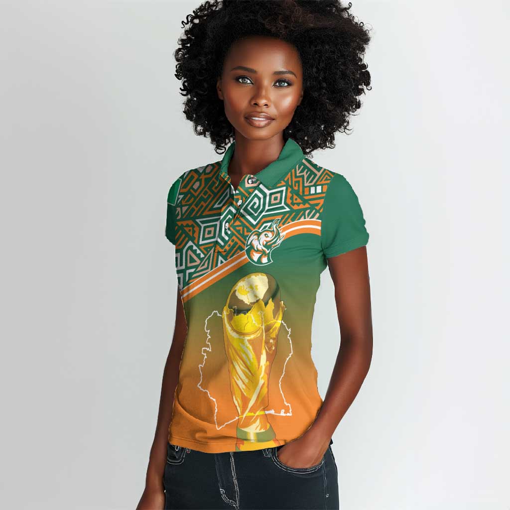 Ivory Coast Football Tribal Patterns Women Polo Shirt WC2026 - Wonder Print Shop