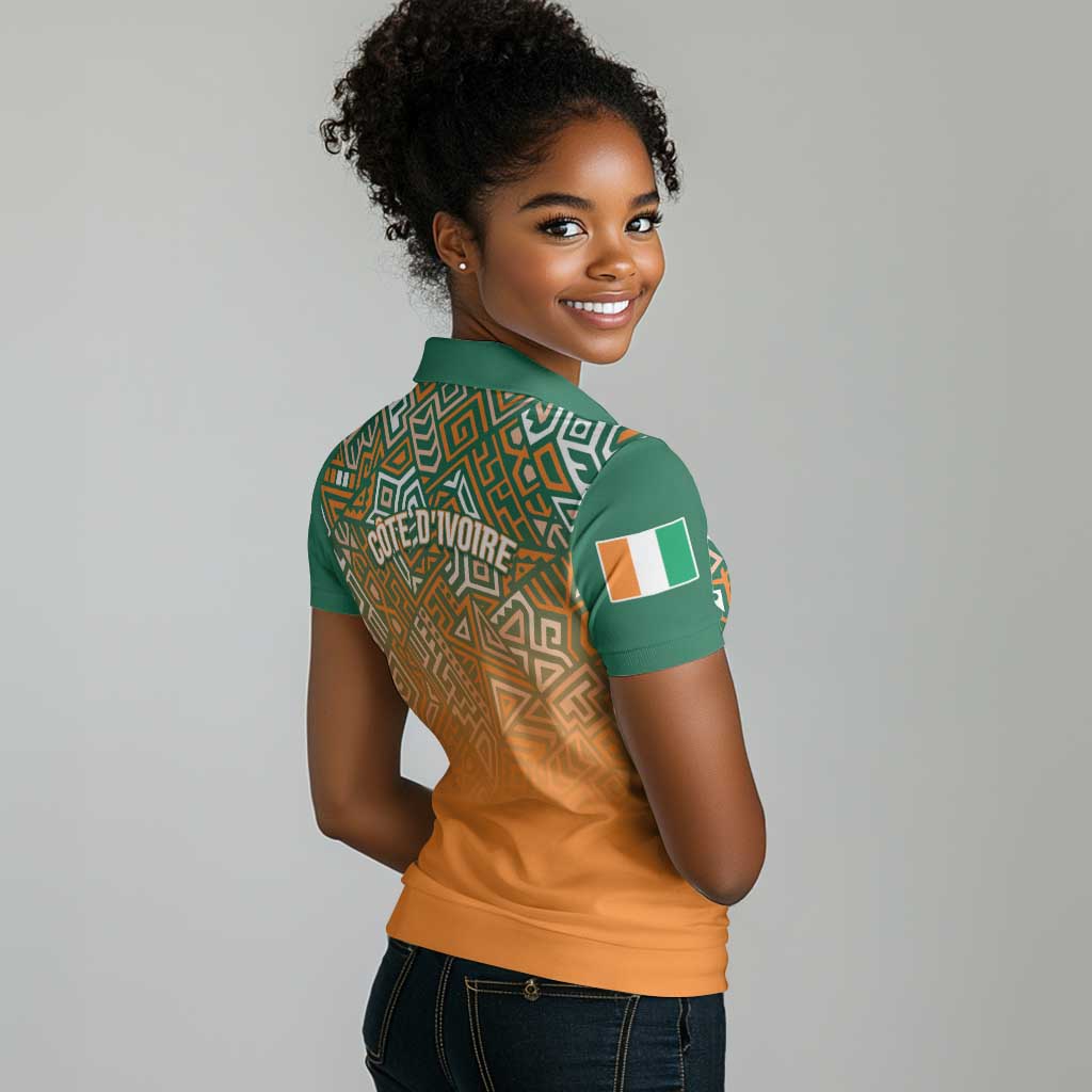 Ivory Coast Football Tribal Patterns Women Polo Shirt WC2026 - Wonder Print Shop