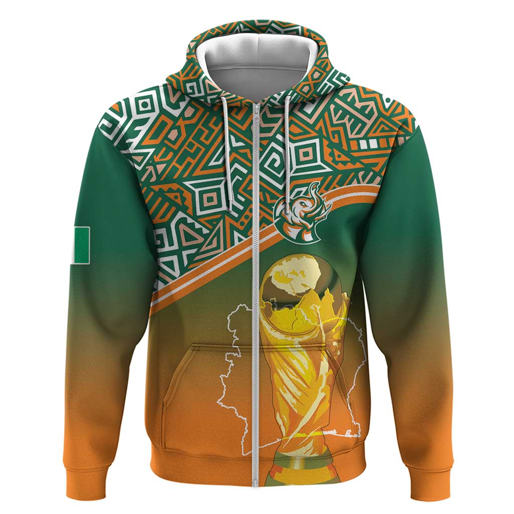 Ivory Coast Football Tribal Patterns Zip Hoodie WC2026 - Wonder Print Shop