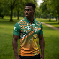 Ivory Coast Football Tribal Patterns Zipper Polo Shirt WC2026 - Wonder Print Shop