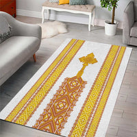Habesha Motifs Ethiopia Area Rug Tilet White Gold