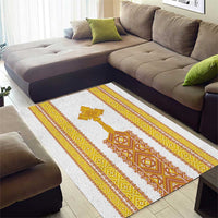 Habesha Motifs Ethiopia Area Rug Tilet White Gold