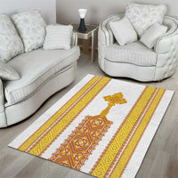 Habesha Motifs Ethiopia Area Rug Tilet White Gold
