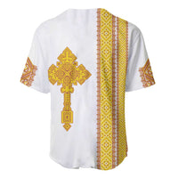 Habesha Motifs Ethiopia Baseball Jersey Tilet White Gold