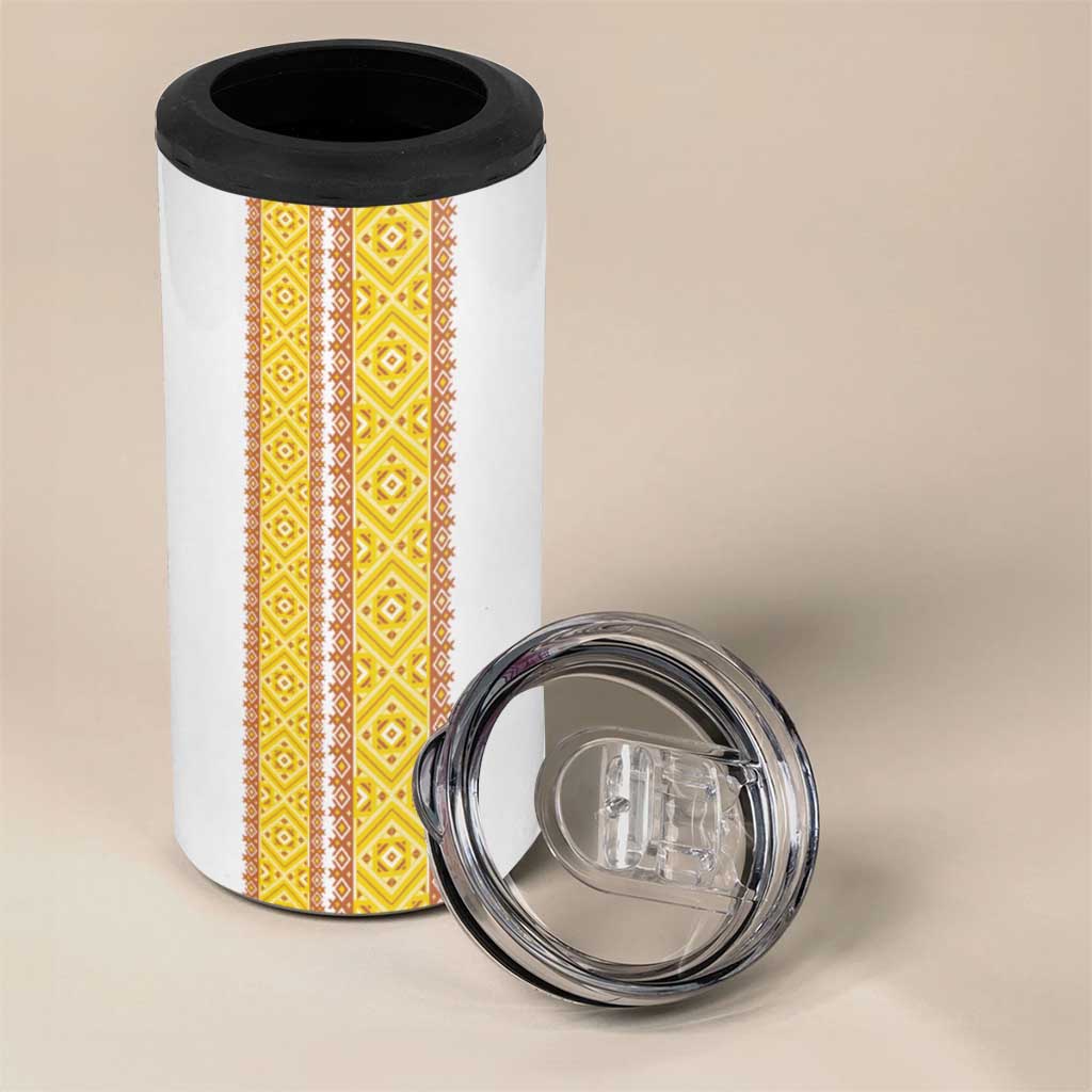 Habesha Motifs Ethiopia 4 in 1 Can Cooler Tumbler Tilet White Gold