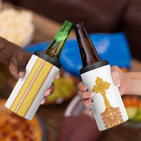 Habesha Motifs Ethiopia 4 in 1 Can Cooler Tumbler Tilet White Gold