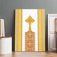 Habesha Motifs Ethiopia Canvas Wall Art Tilet White Gold
