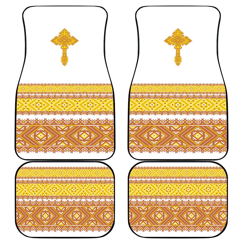 Habesha Motifs Ethiopia Car Mats Tilet White Gold