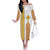 Habesha Motifs Ethiopia Family Matching Off The Shoulder Long Sleeve Dress and Hawaiian Shirt Tilet White Gold
