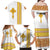 Habesha Motifs Ethiopia Family Matching Off Shoulder Maxi Dress and Hawaiian Shirt Tilet White Gold