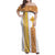 Habesha Motifs Ethiopia Family Matching Off Shoulder Maxi Dress and Hawaiian Shirt Tilet White Gold