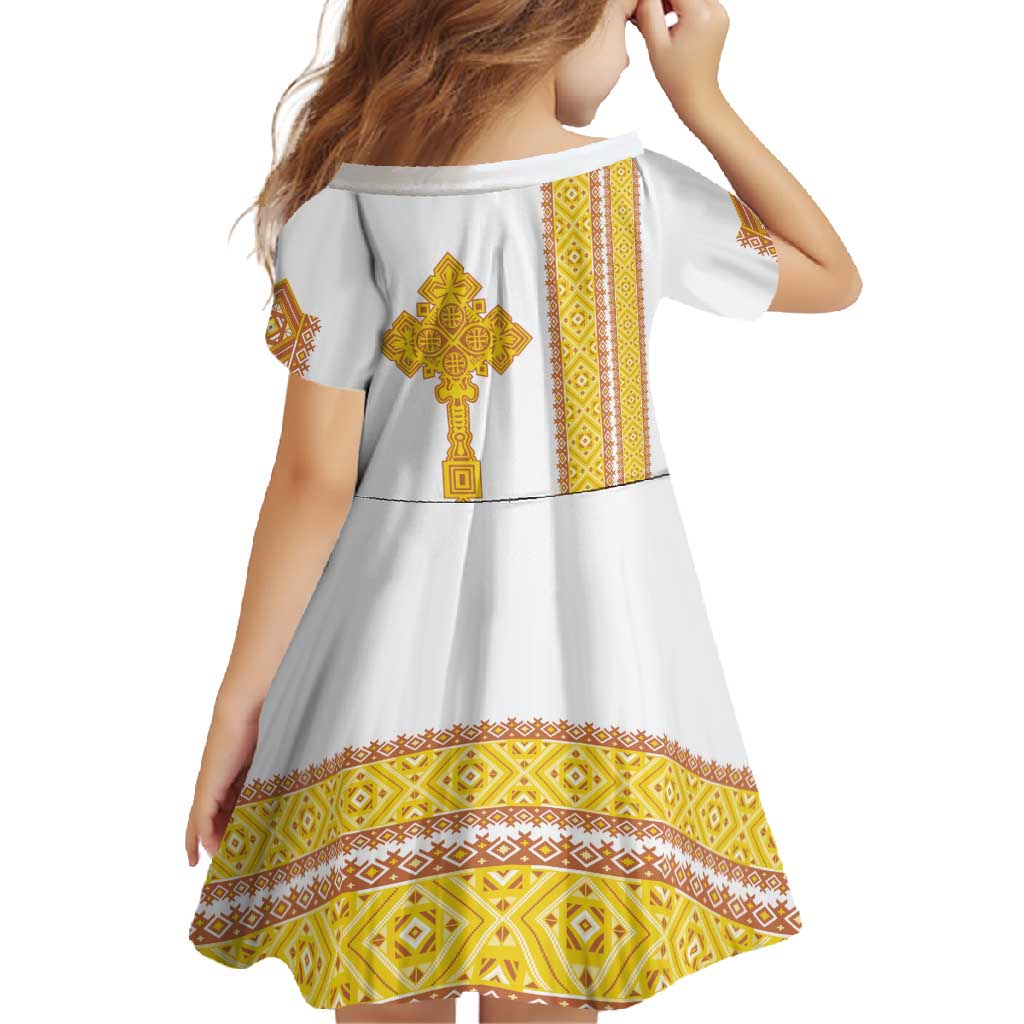 Habesha Motifs Ethiopia Family Matching Tank Maxi Dress and Hawaiian Shirt Tilet White Gold