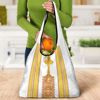 Habesha Motifs Ethiopia Grocery Bag Tilet White Gold