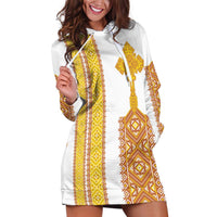 Habesha Motifs Ethiopia Hoodie Dress Tilet White Gold