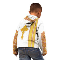 Habesha Motifs Ethiopia Kid Hoodie Tilet White Gold