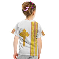Habesha Motifs Ethiopia Kid T Shirt Tilet White Gold
