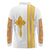 Habesha Motifs Ethiopia Long Sleeve Polo Shirt Tilet White Gold
