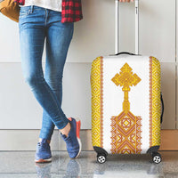 Habesha Motifs Ethiopia Luggage Cover Tilet White Gold
