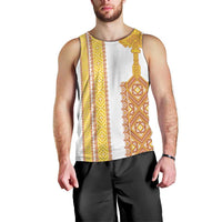 Habesha Motifs Ethiopia Men Tank Top Tilet White Gold
