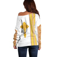 Habesha Motifs Ethiopia Off Shoulder Sweater Tilet White Gold