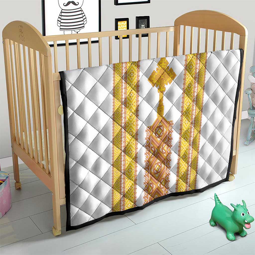 Habesha Motifs Ethiopia Quilt Tilet White Gold