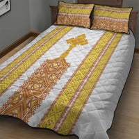 Habesha Motifs Ethiopia Quilt Bed Set Tilet White Gold