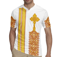 Habesha Motifs Ethiopia Rugby Jersey Tilet White Gold